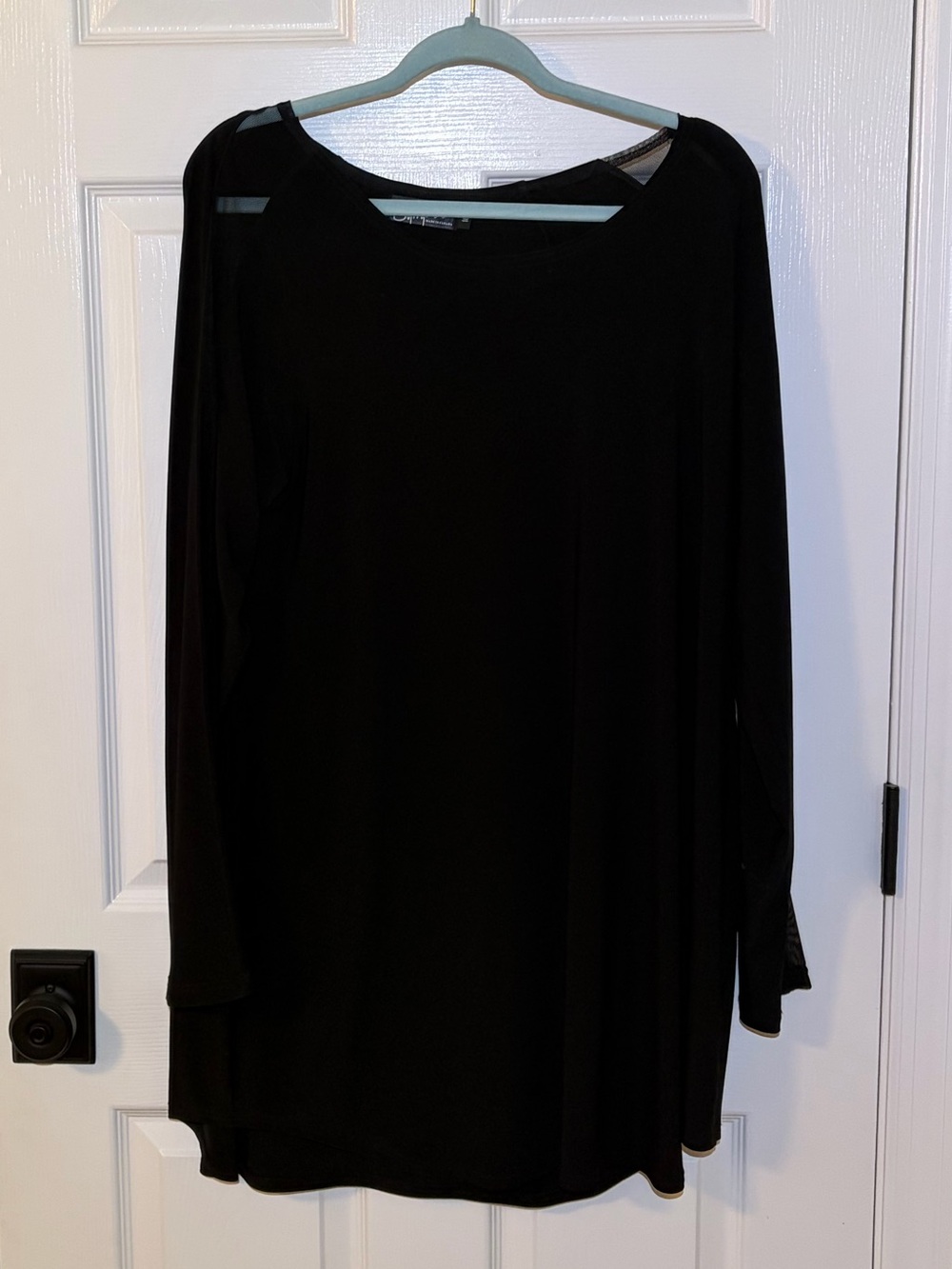 Simpli Sleek Mesh Insert Black Long Sleeve Short Dress or Tunic. Size 16